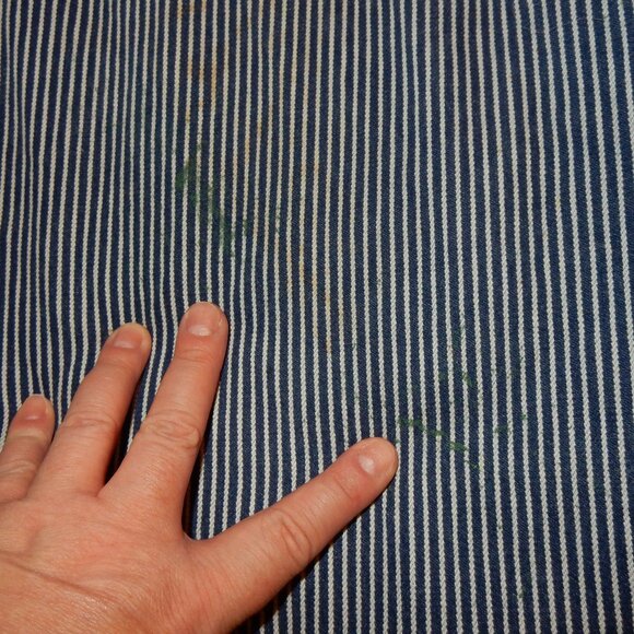 Beat up LIBERTY vintage hickory striped overalls XL 46x32 button fly - Picture 11 of 12